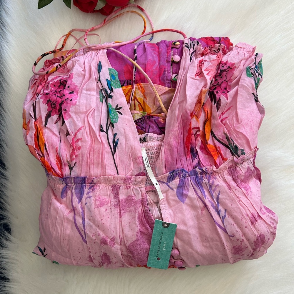 Anthropologie Pink Floral Maxi Dress - Picture 15 of 16